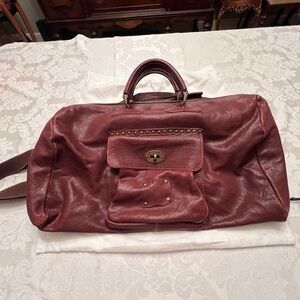 Mulberry Maroon Leather Bag with Brass Accents